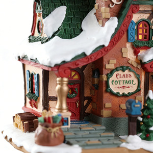 Figurine de village de Noël personnalisée peinte à la main, maisonnette <span class=keywords><strong>du</strong></span> Père Noël avec lumières LED pour la décoration de Noël à la maison - Product Image 5