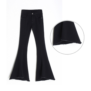 Vaqueros ceñidos de cintura alta para mujer, Vaqueros súper acampanados elásticos, de talla grande, color azul y negro, elegantes, para Otoño e Invierno - Product Image 1