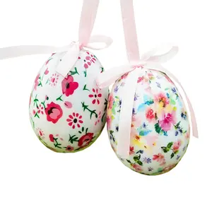 Easter telur Busa berongga logam barel styrofoam bola gantung pohon Natal dekoratif stiker bola dicetak LOGO.