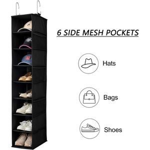 Organisateur de chaussures suspendu avec poches en filet, porte-chapeaux pour casquettes de baseball, rangement de chaussures derrière la porte, sur le mur, type crochet 33x15x85cm - Product Image 5
