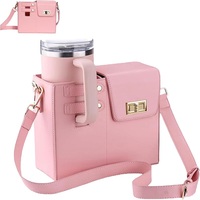 Sac de transport élégant et multifonctionnel en cuir PU de luxe pour femme, avec sangle, pour gobelet isotherme de 40 oz et bouteille d'eau