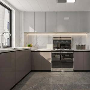 Mueble de Almacenamiento Moderno de Alta Gama para Cocina y Restaurantes, Encimera de Cocina Integrada de Madera con Refrigerador - Product Image 2