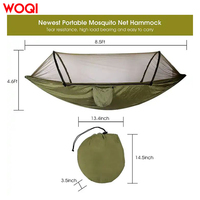 Hamac de camping extérieur pour adultes WOQI, en nylon durable avec moustiquaire réglable, en tissu parachute portable pour balançoire de jardin
