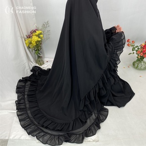 Abaya OEM Personalizada en Satén Nida, Lino, Chifón y Crepé Arrugado con Diferentes Tallas S M L XL XXL, MOQ Bajo 01 # - Product Image 3