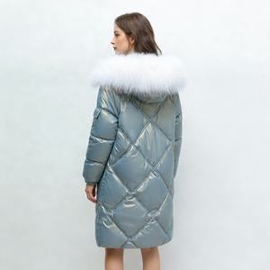 معطف شتوي طويل للنساء من بويينغ، معطف دافئ مبطن بياقة فرو صناعي لامعة، معطف نسائي على الطراز الكوري ODM - Product Image 4