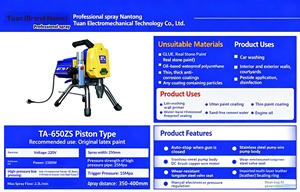 เครื่องพ่นสีไร้อากาศ <span class=keywords><strong>Tuan</strong></span> TA 650ZS 1500W ความเร็ว 2.3 ลิตร/นาที เครื่องพ่นสีผนังแรงดันสูง - Product Image 4
