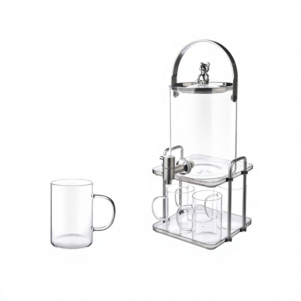 clear pitcher+cups*4