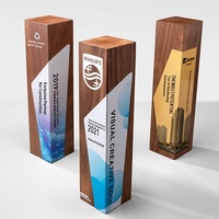 Trophée en noyer noir personnalisable, médaille en bois massif, plaque de récompense gravée, impression UV, durable, pour partenariats commerciaux