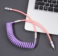 Câble de données en silicone liquide en gros 240W USB-C vers USB-C, rétractable en spirale, charge rapide, compatible CarPlay PD pour iPhone 18