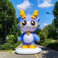 Mascotte gonflable géante bleue de dessin animé personnalisée avec base pour la décoration d'événements du Nouvel An chinois