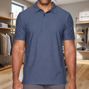 Men's <b>Blue</b> Short Sleeve <b>Polo</b> <b>Shirt</b> 100% Cotton Pique Knitted Casual Solid Color Breathable Regular Fit - Product Image 3