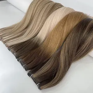 European Virgin Hair Weft Double Drawn, Cambodian Weft Seamless Weft Hair Extensions