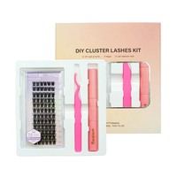Kit de cils en grappe DIY en gros, 72 grappes, bande fine, extensions de cils individuels véganes avec applicateur et scellant