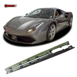 สเกิร์ตข้างคาร์บอนไฟเบอร์แบบแห้ง สไตล์ OEM สำหรับ Ferrari 488 ชิ้นส่วนต่อขยายข้าง  ความพอดีที่สมบูรณ์แบบ อะไหล่ตัวถังรถยนต์ - Product Image 1