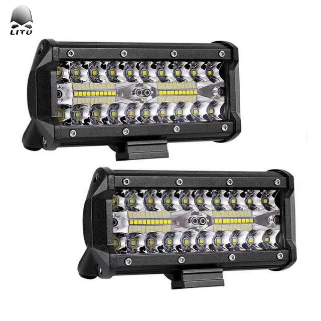 120W Flush Mount LED Pods Spot Beam Light Bar Rear Bumper Reverse Truck 6.8INCH Led Work Light for Truck off Road SUV