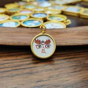 Colgante Thangka de Hotan, redondo, pintado a mano, arte sagrado budista tibetano para meditación, protección espiritual, religioso, venta al por mayor - Product Image 4