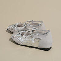 Nouvelles chaussures Mary Jane style ballerine à empiècements en maille et bride croisée, à bout carré et semelle plate pour femme