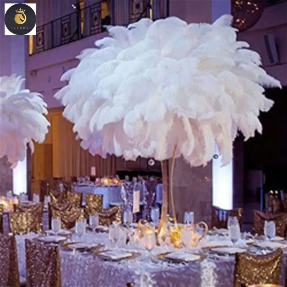 EV卸売70-75cm白いダチョウの羽のセンターピース結婚式のテーブル装飾用