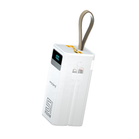 Batterie externe Maimi 50000 mAh PD 30W avec lumière LED, portable, pour extérieur, charge rapide du téléphone, haute capacité avec câbles intégrés