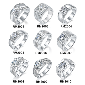 Anillo de Plata para Hombre Starsgem Erudite, Anillos de Plata 925, Corte Redondo de 6.5mm 8mm, Moissanita D, Anillo de Plata de Ley S925 para Hombre - Product Image 5