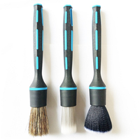 Lot de 3 brosses de nettoyage pour perceuse, en poils de sanglier, pour le detailing automobile, les aérateurs intérieurs et les jantes de roues, compatible avec les nettoyeurs électriques