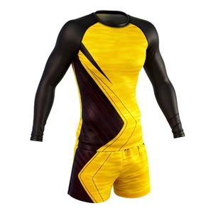 ชุด MMA สำหรับผู้ชาย ขายส่ง 3 ชิ้น/ชุด ชุดแรชการ์ดสำหรับยิวยิตสู บราซิลเลียน แกรปปลิ้ง บีเจเจ ชุดแรชการ์ดสำหรับชกมวย ชุดกีฬา กางเกงออกกำลังกาย - Product Image 2