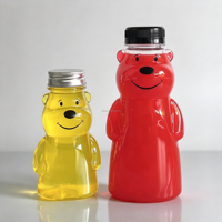 Bouteille compressible transparente en PET de 180 ml et 360 ml en forme d'ours avec bouchon à vis, jetable, pour boissons, jus, gelée, miel, emballage