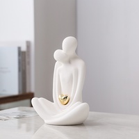 Sculpture artisanale en porcelaine blanche sur le thème du yoga, ornement artistique moderne et simple, style abstrait, pour salon, entrée, bureau, bien-être