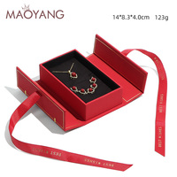 Boîte cadeau à bijoux à double ouverture avec ruban, en papier spécial de qualité supérieure, avec doublure en velours doux