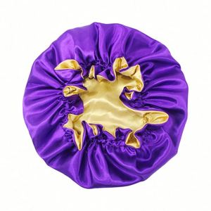 Bonnet en satin réversible de luxe avec logo ou image personnalisée imprimée, avec bande élastique, bonnets maman et moi - Product Image 4