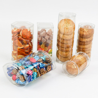Emballage personnalisé pour boîte à dessert cylindrique pour biscuits, tubes en plastique transparent et couvercles, tube d'emballage pour biscuits en plastique
