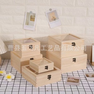Solid Wood Jewelry <b>Box</b> Rectangular Flip Top Transparent <b>Small</b> Size Storage Gift Packaging Heze Shandong - Product Image 1