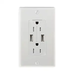 OSWELL 125V 15A USB charger receptacle 5.0A output white color usb socket with wall plate