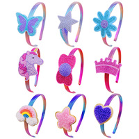 Serre-tête Licorne en Strass pour Enfants, Accessoire Cheveux Scintillant en Tissu pour Fête Princesse, Vente en Gros, Couronne pour Filles