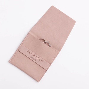 PandaSew Elegant Dusty Pink <b>Envelope</b> Microfiber Jewelry Pouch with Band Custom Logo - Product Image 3