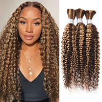 Gros Highlight P4/27 Cheveux Humains Tressés En Vrac Sans Trame Super Double Dessiné Remy Brut Non Transformé Vague Profonde Cheveux Humains En Vrac