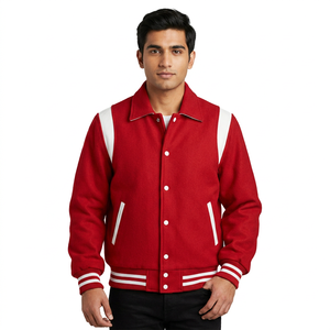 Vestes de sport universitaires pour hommes, col montant, 100% coton, avec logo brodé personnalisé, grandes tailles, style Letterman - Product Image 1