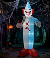 Clown gonflable géant d'Halloween de 7 pieds avec hache automatisée pour la décoration de jardin, pelouse ou cour extérieure pour fête d'Halloween