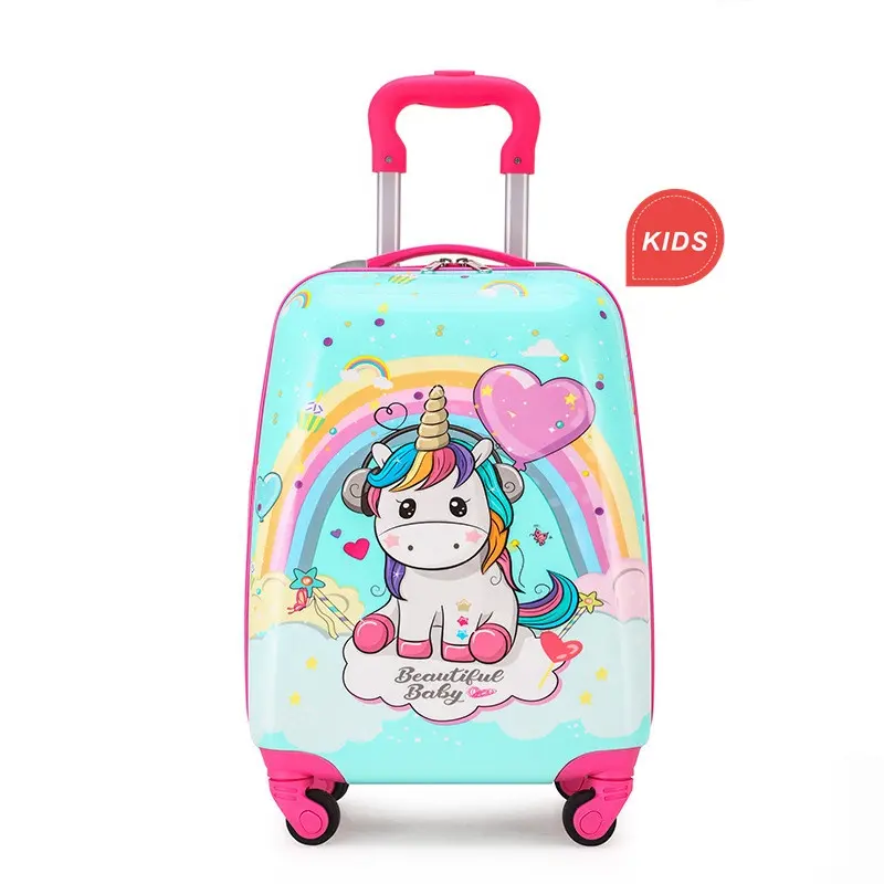 Personalizza la valigia da viaggio per bambini valigia da viaggio da 16 pollici valigia Trolley in cartone con ruote per bambini