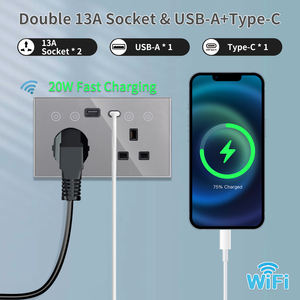 टचमी वाई-फाई ट्यूया स्मार्ट 146*86 13 ए यू मानक दीवार सॉकेट के साथ 20w फास्ट चार्जिंग यूएसबी ए + सी पोर्ट जिग्बी स्मार्ट यूके सॉकेट - Product Image 5