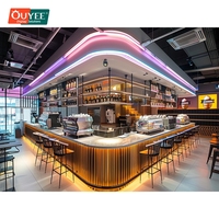 Service clé en main pour la conception de bars à café, solution clé en main pour les cafés, armoire de rangement éclairée