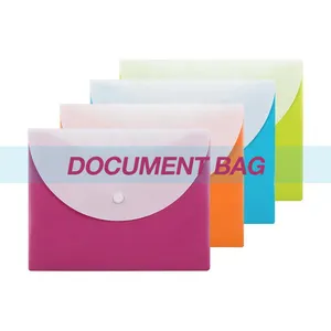Transparent Snap Button Envelope Wallet Filing Products Document Bag A4/Foolscap Size Waterproof Plastic File Bag