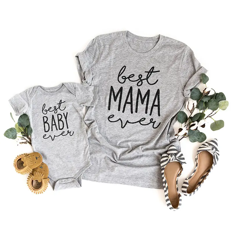 T-shirt youran best mama bébé, body de haute qualité, avec logo personnalisé imprimé, maman et moi, tenues assorties