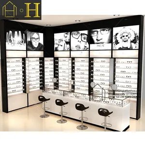 Tienda de óptica de diseño joyería mostrador estante de pared Pantalla de gafas del Gabinete de exhibición mostrar estante con cerradura