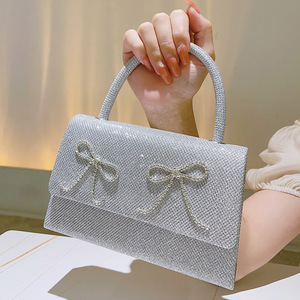 Bolso de mano de lujo para mujer, para boda, fiesta, graduación, con purpurina, brillante, con flores y pedrería, tipo clutch, para cena, noche, con solapa - Product Image 3