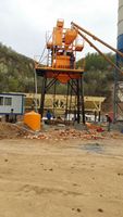 HZS50 PLC Kontrollü Elektrik Motorlu Beton Santrali 50m3/saat Kaldırma Haznesi Yükleme Opsiyonel 3 Hazneli 4 Hazneli Agrega Dozajlama