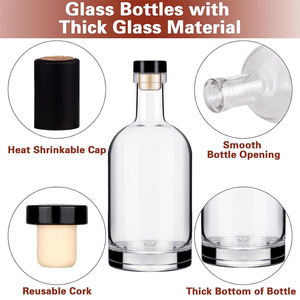 Botol Kaca Bulat Nordik dengan Segel Gabus Cetak Sablon Kapasitas 500ml untuk Vodka, Anggur, Minuman Keras, Tequila, Brandy, Minuman Energi - Product Image 3