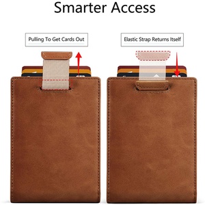 For Brown <b>Slim</b> Bifold Men's Wallet Genuine Leather RFID Blocking Minimalist Front Pocket Open Closure Nylon Lining Short - Product Image 3