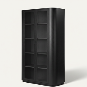 Mueble de Salón Moderno Hecho a Mano con Madera de Mindi Sólida y Curva Obsidian, Mueble de Almacenamiento y Exhibición Ecológico de Gran Capacidad para Hotel - Product Image 1