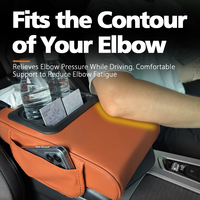 Rehausseur de console centrale de voiture avec accoudoir, boîte de rangement, porte-mouchoirs, porte-gobelet et support pour téléphone portable